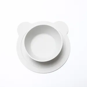 Children Feeding Bowl Baby Safety Silicone Dinner Plate Without BPA Solid Children Tableware Sucking