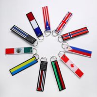 Porte-clés personnalisé brodé drapeau national, en tissu durable, pour souvenirs de voyage, sacs à dos, bagages et cadeaux promotionnels