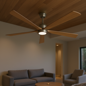 Ventilateur de plafond LED moderne en bois de 60 pouces avec moteur DC, 6 vitesses, télécommande, pour cuisine, salle à manger, salon - Product Image 2