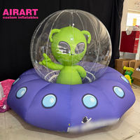 Yüksek kaliteli şişme karikatür ufo maskot gece kulübü uzay parti dekorasyon için sevimli canavar sürücü ile
