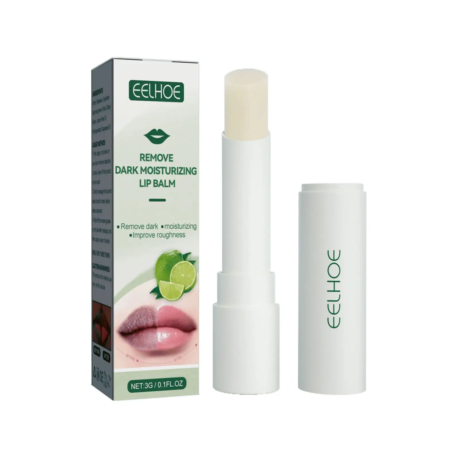 EELHOE Baume éclaircissant pour les lèvres Remove Dark Moisturizer Brighten Lip Balm Reduce Pigmentation Exfolier Fadedulllness Plump Lips