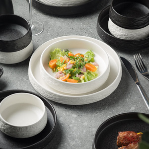 Vaisselle en céramique blanche noire à motif de pierre japonaise souffle des assiettes pour un usage domestique et commercial service de table en porcelaine - Product Image 3