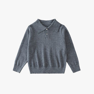 Suéter de lana con cuello polo y manga larga para niños, estilo británico, informal, para primavera y otoño, 2026 - Product Image 4