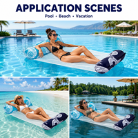 Lit flottant gonflable personnalisé 4-en-1 en tissu PVC, plateforme flottante pour piscine, chaise longue adaptée aux stations balnéaires