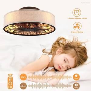 In Stock Low Noise DC Plastic Bathroom Low Profile Modern Caged 20 Inch <b>LED</b> <b>Ceiling</b> <b>Fan</b> <b>Light</b> 5 Blades Remote Control Dimmable - Product Image 5