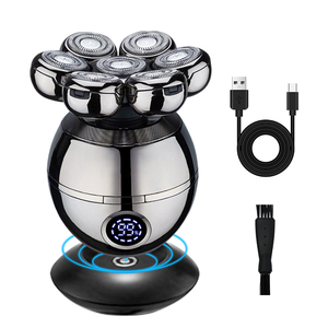 Customized Logo Men's <b>Shaver</b> Black Rotary Design Rechargeable Bald Head Magnetic Waterproof USB Wireless Rechargeable S - Product Image 1
