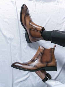 Bottes Chelsea en cuir pour homme à bout pointu, idéales pour l'hiver, les mariages, les occasions formelles, le bureau, le travail et les activités de plein air – Nouvelle collection - Product Image 3
