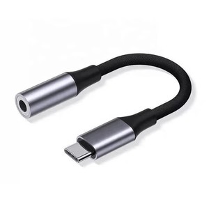 สายอะแดปเตอร์เสียงดิจิตอลไนลอน USB-C ชนิด Type C ตัวผู้ ต่อกับช่องเสียบหูฟังขนาด <span class=keywords><strong>3</strong></span>.5 มม. แบบ Aux สเตอริโอ - Product Image 1