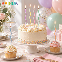 Bougies d'anniversaire ondulées pastel personnalisées en gros, bougies de fête courbées, décorations de gâteaux colorées – Vente chaude