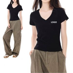 Camiseta de manga corta con cuello redondo estilo primavera-verano, anti-pilling y corte holgado con estampado de chica y diseño - Product Image 1