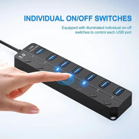 Concentrador USB 3.0 al por Mayor, Divisor USB Externo de 7 Puertos, Concentrador USB 3.0 de 7 Puertos con Indicador LED para PC, Portátil, Mac, Notebook, Escritorio