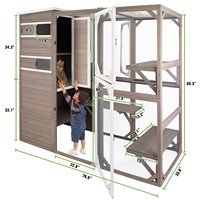 Enclos extérieur pour chat en bois massif, plateformes à plusieurs niveaux, résistant aux intempéries, abri pour chat toutes saisons, maison pour chat de jardin