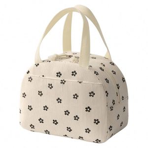 <b>Large</b> Capacity Corduroy Tote Reusable Insulated Thermal School Work Picnic Travel <b>Cooler</b> Lunch <b>Box</b> Bag Food Drink Packing - Product Image 1