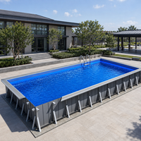 Piscine hors sol de 25 m avec parois en acier galvanisé et structure en acier inoxydable pour usage familial extérieur, design moderne et personnalisé