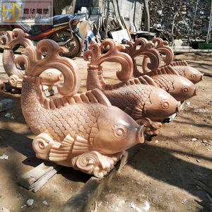 Fuente Decorativa de Piedra Tallada Jiahua con Forma de Carpa Roja al Atardecer, Estilo Europeo, para Exteriores, Escultura Animal Duradera - Product Image 1