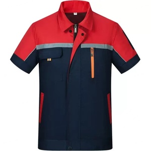 Ensemble de vêtements de travail réfléchissants sur mesure, directement de l'usine, en coton durable, uniforme à manches courtes/longues pour le secteur pétrolier et le lavage de voitures - Product Image 2