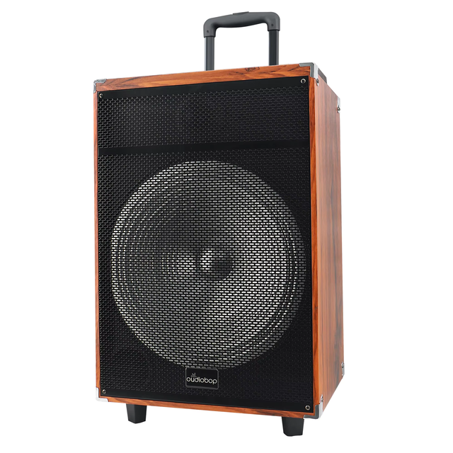 Professional Factory 15 Inch Subwoofer Large Loudspeaker System Wireless BT Audio Wooden Retro Trolley Speaker High Power
