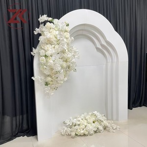 Arco Nuziale in Metallo Bianco ZKAI, Pannello di Sfondo 3D per Eventi e Decorazioni per Feste - Product Image 3