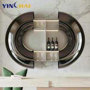 Cave à vin murale extensible de luxe en forme de boule de mer, en acier inoxydable, pour villa, bar, art, porte-bouteilles - Product Image 5