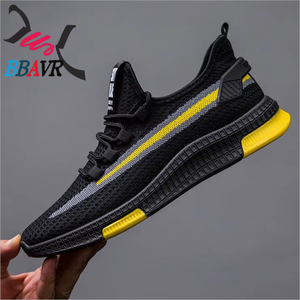 Chaussures de sport décontractées pour hommes en gros, respirantes, en maille et coton, légères, avec empeigne tissée pour le printemps - Product Image 3