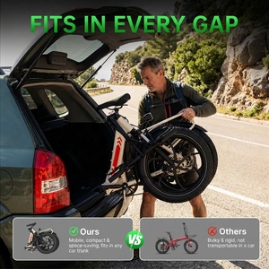 Bicicleta Eléctrica Plegable Mule de 48V 250W con Batería de 20Ah, Frenos de Disco, Shimano de 7 Velocidades, Neumáticos Gruesos de 20 Pulgadas y Suspensión Delantera - Product Image 4