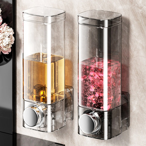 Wall Mounted Soap Dispenser Plastic Hand Soap Shampoo Shower Gel Minimalist Design No Drill Installation - Product Image 1