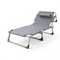 Chaise de plage et de bureau multifonctionnelle pliable en métal moderne pour l'extérieur, sans installation requise, inclinable et confortable