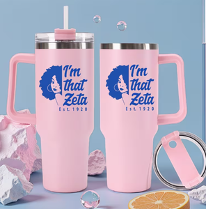 ZPB Zeta Phi Beta Customized Zeta Amicae Stainless Steel Coffee Tumbler Double Insulated Cup 40 oz Travel Coffee Mug Coffee Cup