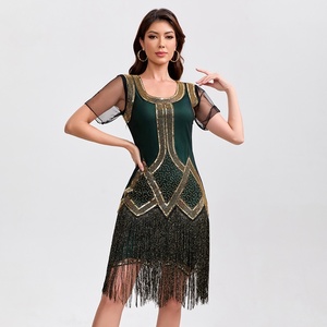 Vestido Flapper de los Años 20, Vestido Multifuncional con Lentejuelas y Flecos de Malla para Danza del Charleston, Salsa, <span class=keywords><strong>Tango</strong></span> y Baile de Salón - Product Image 2