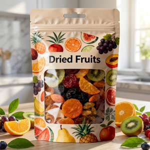 Bolsa con Cierre Vertical y Estampado de Frutas en Acuarela, con Orificio para Colgar y Ventana, Reciclable, para Envasar Alimentos para Mascotas y Frutos Secos - Product Image 2
