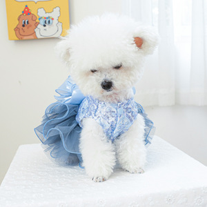 Blue Bowknot <strong>Graceful</strong> Dog Spring Summer <strong>Pet</strong> Wedding Dress - Product Image 3