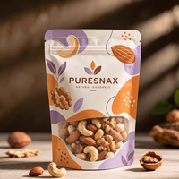 Sachets refermables à fermeture éclair avec logo personnalisé, fenêtre dépolie, pour mélange de noix, emballage Mylar Doypack