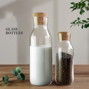 Handgemachte klare hitze beständige Boro silikat glaskaraffe mit Korks topfen - Product Image 3
