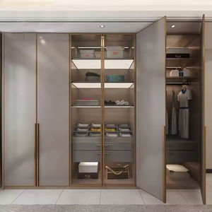 <span class=keywords><strong>Armoire</strong></span> à chaussures et penderie autoportantes sur mesure de style moderne avec profil doré pour salon - Product Image 2