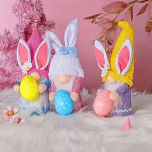 Boneka kelinci Paskah dengan plastik telur Paskah, boneka tanpa wajah untuk dekorasi rumah, hadiah Natal, bahan dikemas dalam tas