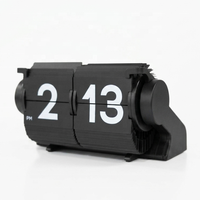 Horloge à affichage numérique à bascule avec piles au lithium, retournement automatique des pages, horloge de table noire # HY-D005-B