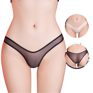 Culottes <span class=keywords><strong>sexy</strong></span> pour femmes, taille mi-haute, en satin de soie uni, coupe bikini, très extensible, string 5033, tissé transparent, pour adultes, teint uni - Product Image 1