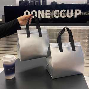 Sac isotherme en aluminium, petit format, pour boissons froides et chaudes, café, livraison de nourriture, jetable, argenté, isolé thermiquement - Product Image 3