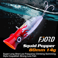 Umpan Pancing Popper FJORD untuk Air Asin, Ikan Besar, 80mm 14g, Umpan Popper Mengapung, Aksesoris Pancing, Umpan Keras Buatan