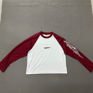 Heavyweight Custom Dtg Printing 100% Cotton Raglan Long Sleeve T <b>Shirts</b> Two Color Raglan <b>Men</b> <b>Shirt</b> - Product Image 1