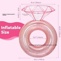 Bouée gonflable géante en forme de diamant doré scintillant pour mariage, piscine, plage, fête estivale, cadeau photo, pour adultes
