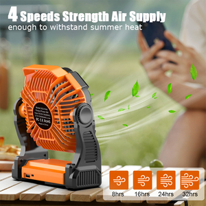 Ventilateur de camping robuste 2026 rechargeable par USB, ventilateur à batterie 10000 mAh avec lanterne LED, autonomie de 32 heures pour la randonnée - Product Image 5