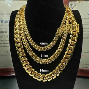 Gehele Verkoopprijs Cubaanse Ketting Verguld 6Mm 8Mm 14Mm Hiphop Koperen Cubaanse Schakelketting