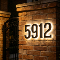 Letras 3D LED de Bronce para Rótulos de Tiendas, Letreros Comerciales con Luz LED, Placa Metálica con Número de Puerta, Número de Apartamento o Casa para Edificios