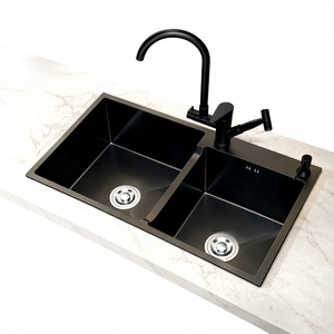 Évier de cuisine double vasque encastré Daystar Trade, finition brossée artisanale, écologique, en acier inoxydable SUS304 - Product Image 1