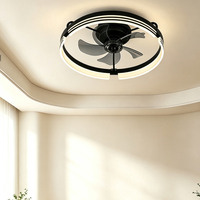 Ventilateur de plafond moderne avec anneau LED 30W 60W, moteur DC silencieux, 5 pales, profil bas, montage encastré, pour salon