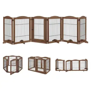 Productos de madera para perros, puerta para mascotas plegable independiente de madera, cerca de cruce de 4 paneles de 24 pulgadas, puerta para perros de la casa, puerta, escaleras