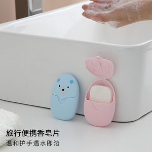 Portable Soap Dish Oval <b>Plastic</b> Travel Soap Holder With Cover For Hand Cleaning <b>Sheets</b> - Product Image 2
