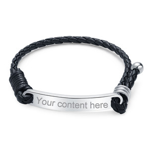 Braccialetto in pelle con treccia personalizzata 3mm - Product Image 3