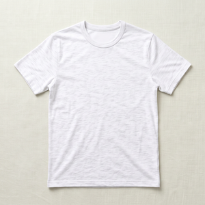 T-shirt blanc à manches courtes pour homme, coupe classique, couleur unie, décontracté, col rond, jersey tricoté en coton - Product Image 1